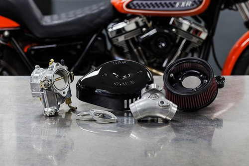 Super G Carburetor and Stealth Air Cleaner Kit, with Black Teardrop for 1984-1999 Big Twins