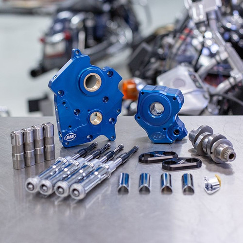 Chain Drive 475C Cam Chest Kit with Chrome Pushrod Tubes for Water Cooled 2017-up M8 Models