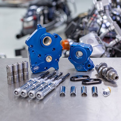 Chain Drive 475C Cam Chest Kit with Chrome Pushrod Tubes for Oil Cooled 2017-up M8 Models