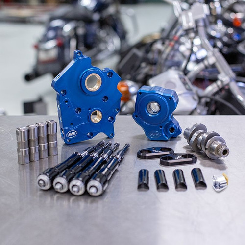 Chain Drive 475C Cam Chest Kit with Black Pushrod Tubes for Water Cooled 2017-up M8 Models