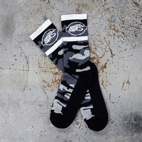 S&S® Cycle Crew Sock Gray/White Camo