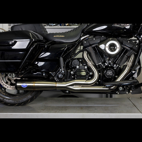 Exhaust System, Complete, 50 State, 2 into 1, Diamondback, Brushed, Stainless Steel, 2017-'24 M8 Touring