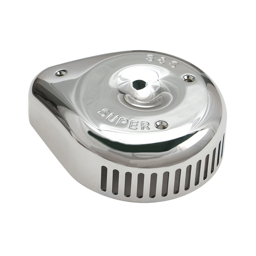 Slasher Slotted Air Cleaner Cover For S&S® Classic Teardrop Air Cleaners For Super E & G Carbs and Single Bore EFI Throttle Bodies - Chrome Finish