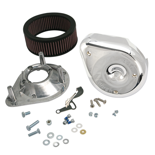 Notched Teardrop Air Cleaner Kit For Super E & G Carbs On 1966-84 Big Twins W/5 Gal Tanks