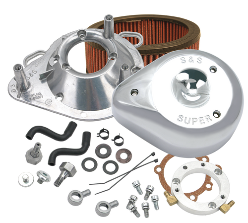 S&S® Teardrop Air Cleaner Kit for 2001-'17 HD® Stock EFI Big Twin (except Throttle By Wire and CVO®) Models - Chrome